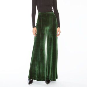 Ripley Rader Olive Green Wide Leg Velvet Pants Size 4 (Large)